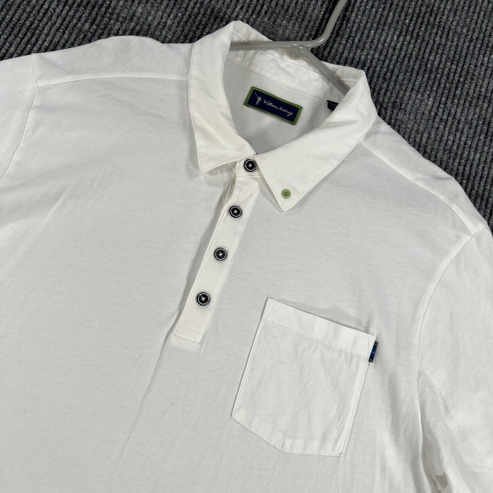 William Murray Polo Shirt Mens XL Extra Large White Short‎ Sleeve Golf Casual
